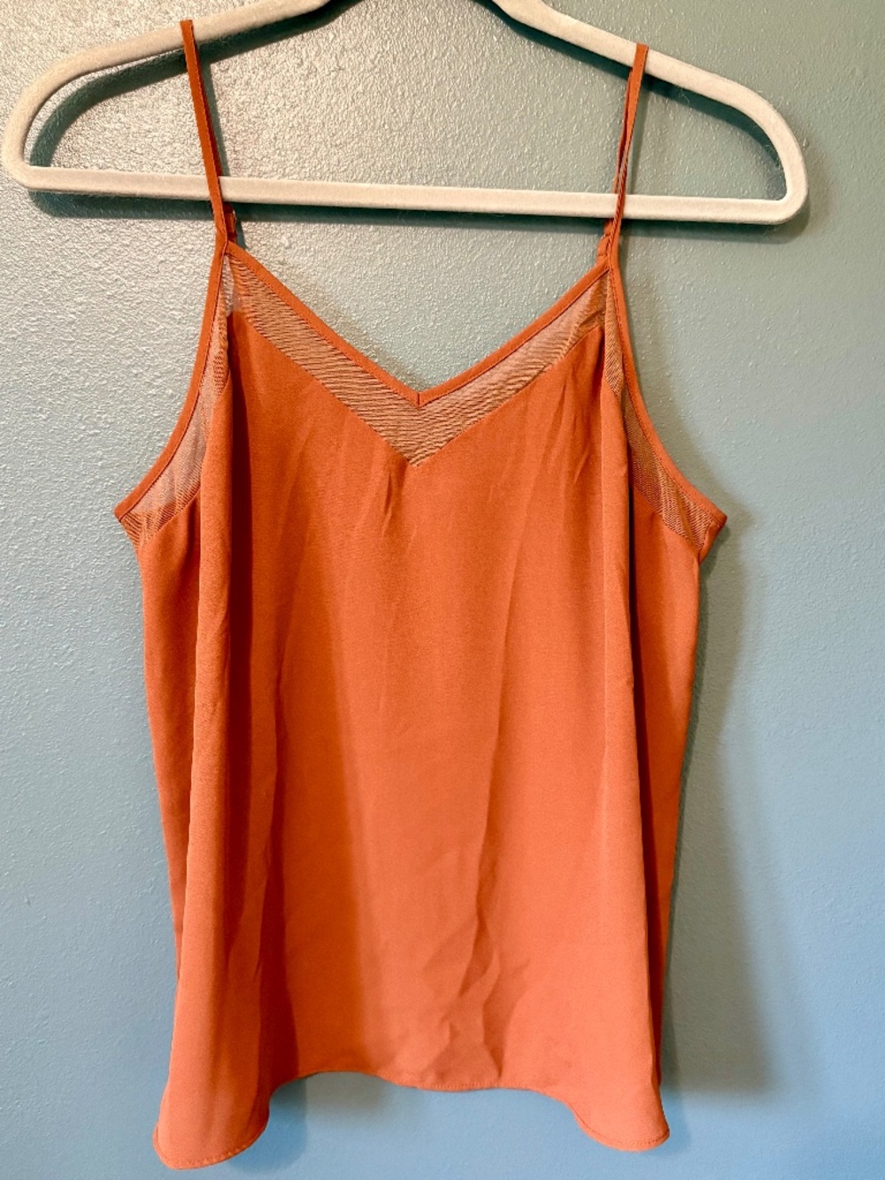 Copper Tank Top With Mesh Boarder Neckline